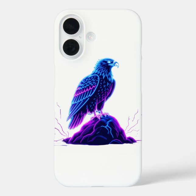 Coques Case-Mate iPhone Neon Eagle on Glowing Rock – Cyberpunk Style (Verso)