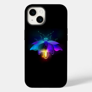 Coque Pour iPhone 14 Neon Firefly sur noir