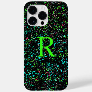 Coque Pour Pour iPhone 14 Pro Max Neon Green Monogrammes Parties scintillant Motifs