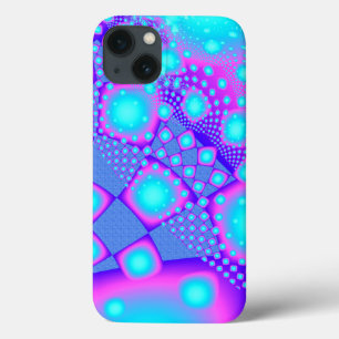 iPhone 13 Coque Neon Molecules Psychedelic Fractal