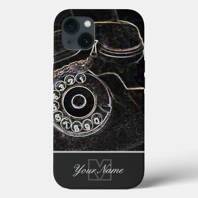 Coques Case-Mate iPhone Neon-Pop-Art vieux téléphone rétro avec Monogram! (Verso)