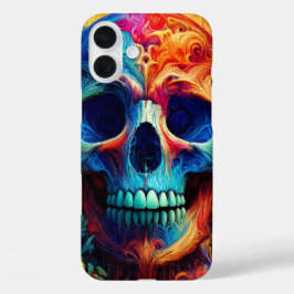 Coques iPhone 16 Plus Neon Skull Art Psychedelic Phone Case