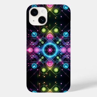 Coque Pour iPhone 14 Neon Symmetry – Écran de téléphone à éclairage géo