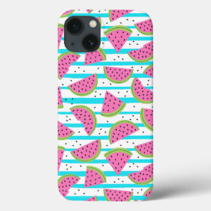 Coques Pour iPhone Neon Watermelon sur Stripes Motif