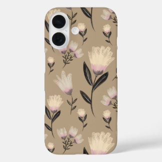 Coques iPhone 16 Neutral Floral iPhone Case | Soft Blush Modern Bot