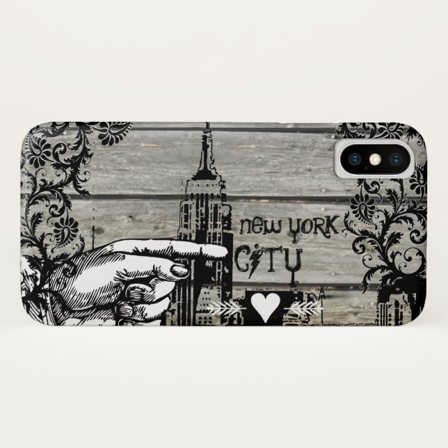 Coques Case-Mate iPhone New York Skyline Damask Grange Wood Vines (Dos (Horizontal))