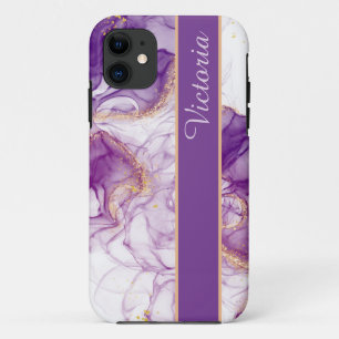 Case-Mate iPhone Case Nice Aquarelle violet Arrière - plan, Golden Foils