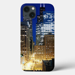 iPhone 13 Case Night view of cityscape of Chicago