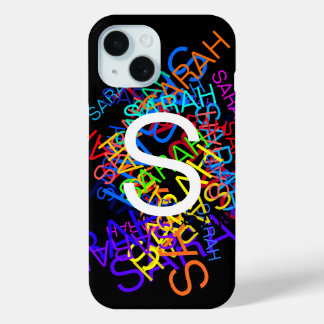 Coque Pour iPhone 15 N'importe quel nom et monogramme Couleurs vives et
