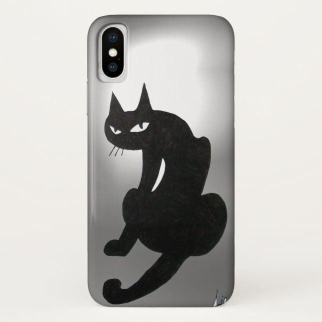 Coques Case-Mate iPhone NINJA CHAT NOIR gris blanc (Dos)