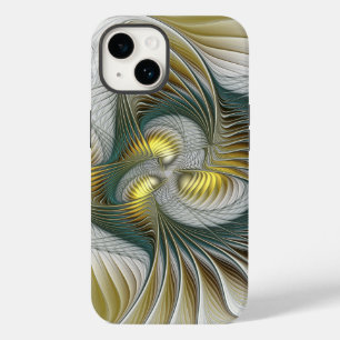 Coque Pour iPhone 14 Nobly Golden Turquoise Imaginaire Fractal Art