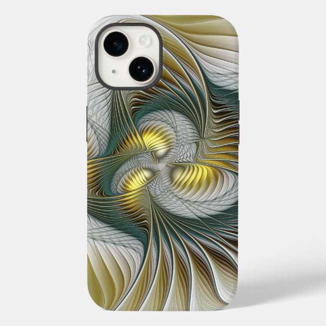 Coques Case-Mate iPhone Nobly Golden Turquoise Imaginaire Fractal Art (Verso)