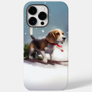 Coque Pour Pour iPhone 14 Pro Max Noël Beagle neige hiver