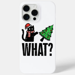 Coque iPhone 15 Pro Max Noël Chat Tipping Xmas Tree Drôle