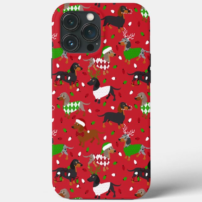 Coques Case-Mate iPhone Noël Dachshund Tous les manteaux (Verso)