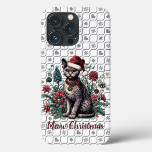 Case-Mate iPhone Case Noël Devon Rex Chat : Chapeau et Fleurs de Noël