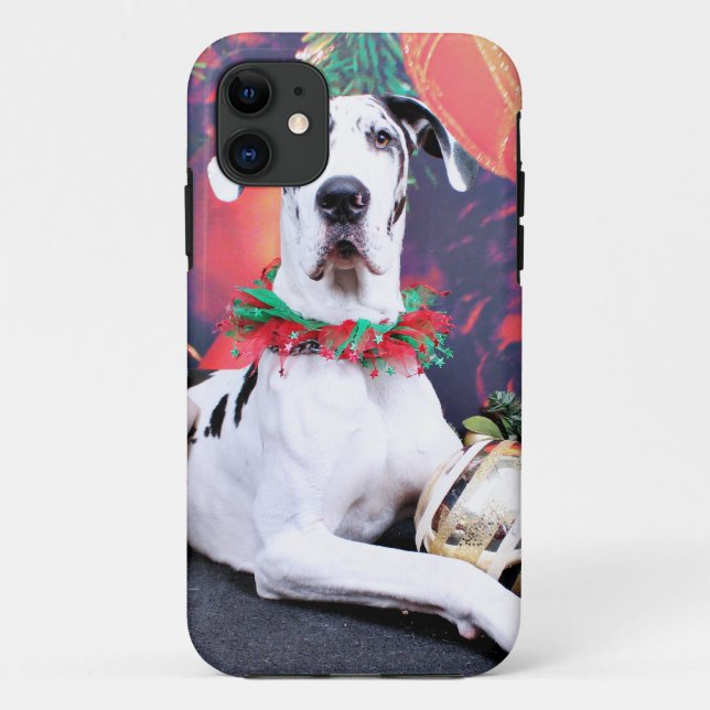 Coques Case-Mate iPhone Noël - harlequin great dane - baron (Dos)