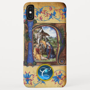 Case-Mate iPhone Case NOËL Nativité PARCHEMIN BLEU GEMME MONOGRAMME
