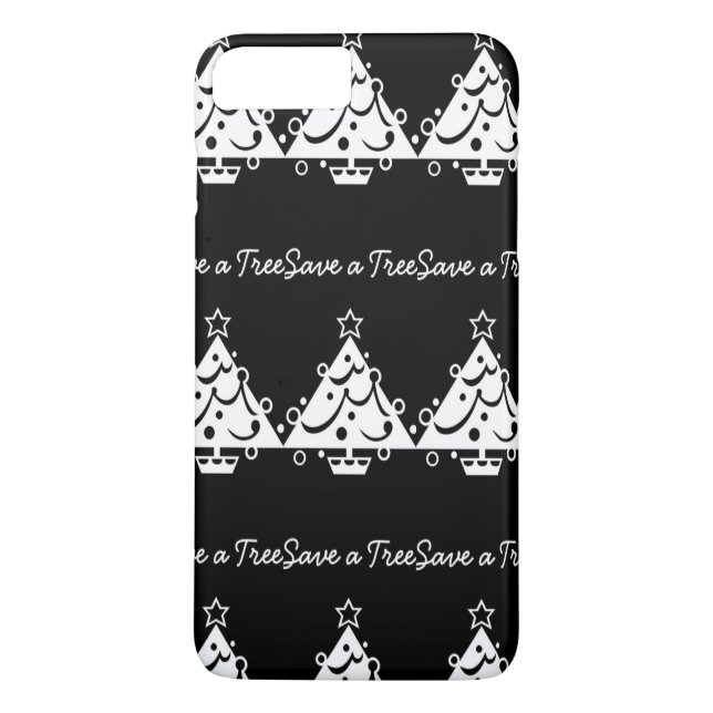 Coques Case-Mate iPhone Noël noir et blanc Sauvez l'arbre (Dos)