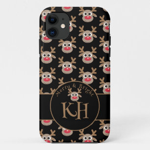 Case-Mate iPhone Case Noël Noir Monogramme mignon Motif Reindeer