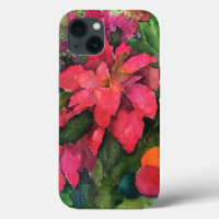 Noel Poinsettia peinture aquarelle originale