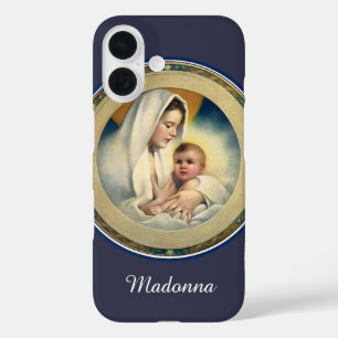 Coques iPhone 16 Noël religieux vintage, Madone et Enfant