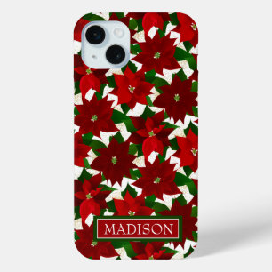 Coque iPhone 15 Mini Noël Rouge Poinsettia