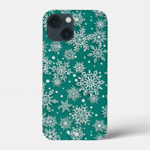 Case-Mate iPhone Case Noël turquoise vert flocon de neige carrelé motif