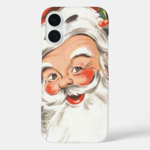 Coques iPhone 16 Noël Vintage, Jolly Santa Claus avec Smile