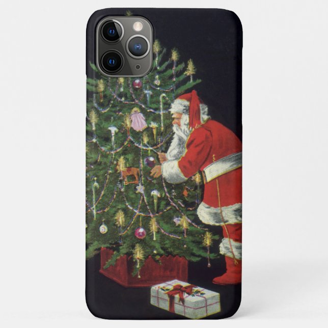 Coques Case-Mate iPhone Noël vintage, Père Noël avec présents (Dos)