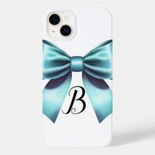 Coque Pour iPhone 14 Plus Nœud bleu turquoise Élégant Mariage Enterrement de