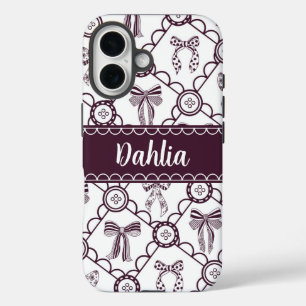 Coques iPhone 16 Nœud bordeaux coquette