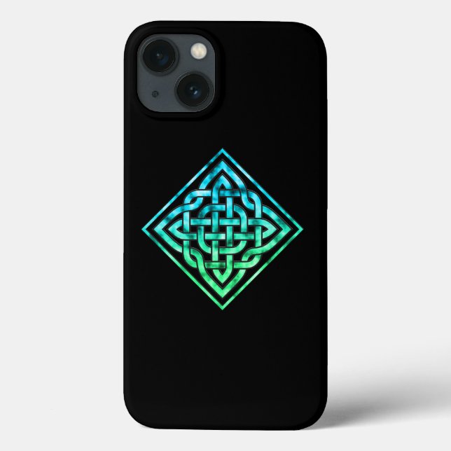 Coques Case-Mate iPhone Noeud celtique - Bleu diamant Vert (Verso)