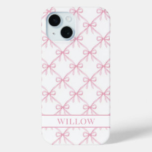 Coque Pour iPhone 15 Nœuds à l'aquarelle Coquette Rose
