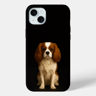 Coque iPhone 15 Mini Noir 4 Luxe, Cavalier Spaniel iPhone 15 Plus