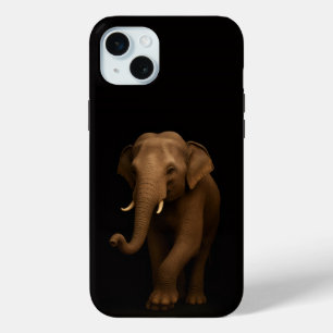 Coque iPhone 15 Mini Noir 4 Luxe, Éléphant d'Inde iPhone 15 Plus
