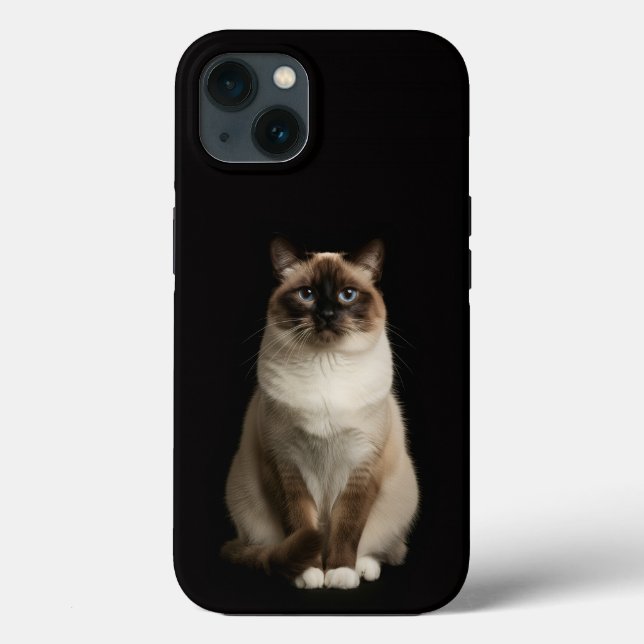 Coques Case-Mate iPhone Noir 4 Luxe iPhone 13, Chat Birman (Verso)