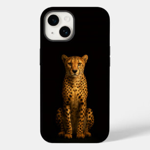Coque Pour iPhone 14 Noir 4 Luxe iPhone 14 Mate, Guépard Élégant