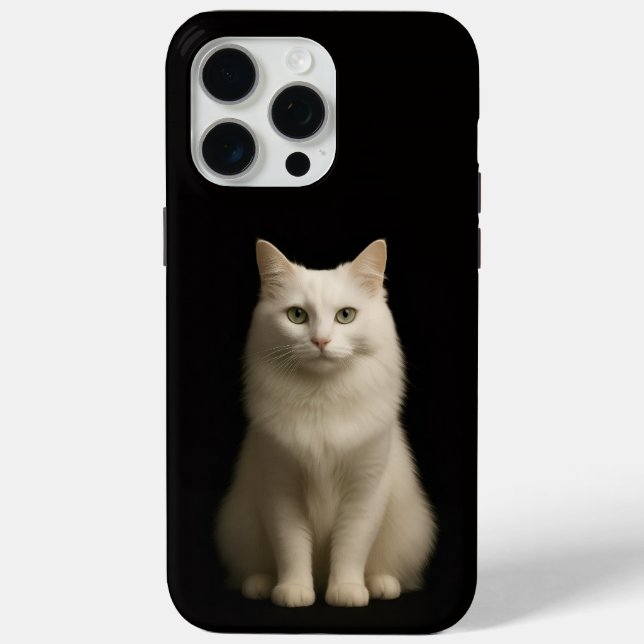Coques Case-Mate iPhone Noir 4 Luxe iPhone 15 Pro Max, Chat Turc d'Angora (Verso)