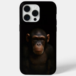 Coque iPhone 15 Pro Max Noir 4 Luxe iPhone 15 Pro Max, Chimpanzé Serein