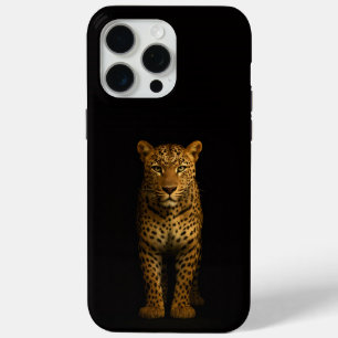 Coque iPhone 15 Pro Max Noir 4 Luxe iPhone 15 Pro Max, Léopard Majestueux