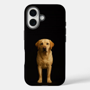 Coques iPhone 16 Noir 4 Luxe iPhone 16 Mate, Labrador Minimaliste