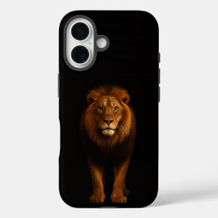 Coques iPhone 16 Noir 4 Luxe iPhone 16 Mate, Lion Majestueux