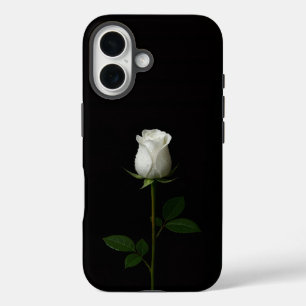 Coques iPhone 16 Noir 4 Luxe iPhone 16 Mate, Rose Blanc Pur