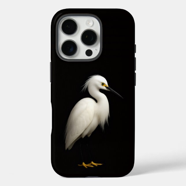 Coques Case-Mate iPhone Noir 4 Luxe iPhone 16 Pro, Aigrette neigeuse (Verso)