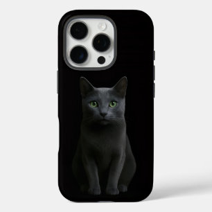 Coques iPhone 16 Pro Noir 4 Luxe iPhone 16 Pro, Chat Bleu Russe