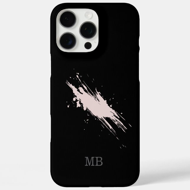 Coques Case-Mate iPhone noir abstrait nom initiales monogramme (Verso)