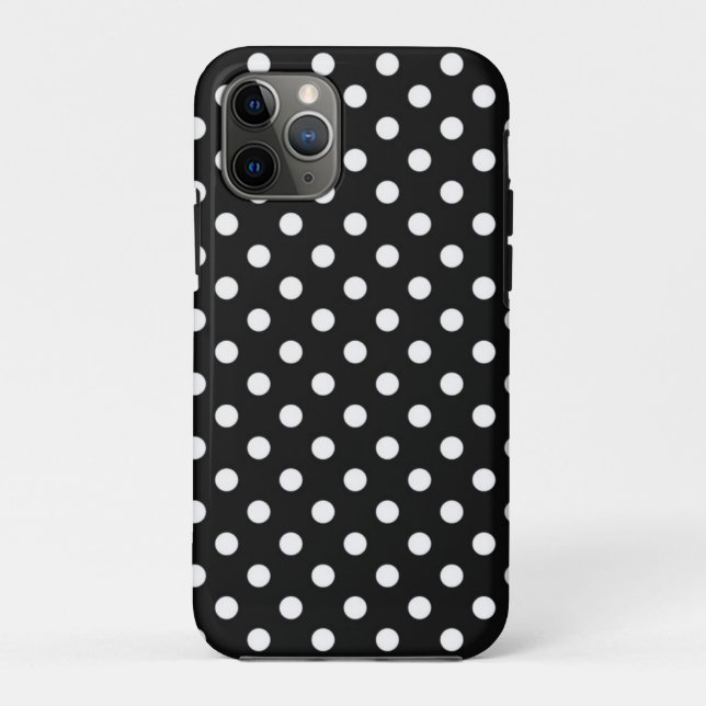 Coques Case-Mate iPhone Noir avec points blancs (Dos)