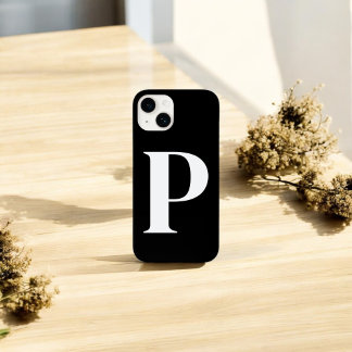 Coque Pour iPhone 14 Noir Blanc Initiale Personnalisé Conception Monogr