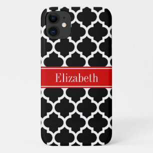 Case-Mate iPhone Case Noir Blanc Marocain #5 Nom Rouge Monogramme
